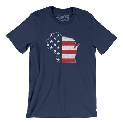 Wisconsin American Flag Men/Unisex T-Shirt-Navy-Allegiant Goods Co. Vintage Sports Apparel