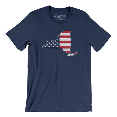 New York American Flag Men/Unisex T-Shirt-Navy-Allegiant Goods Co. Vintage Sports Apparel