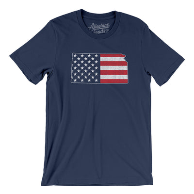 Kansas American Flag Men/Unisex T-Shirt-Navy-Allegiant Goods Co. Vintage Sports Apparel