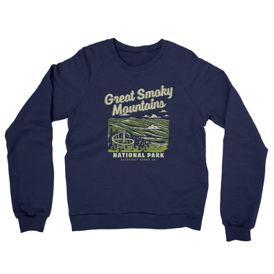 Great Smoky Mountains National Park Midweight Crewneck Sweatshirt-Classic Navy-Allegiant Goods Co. Vintage Sports Apparel