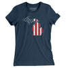 Michigan American Flag Women's T-Shirt-Navy-Allegiant Goods Co. Vintage Sports Apparel
