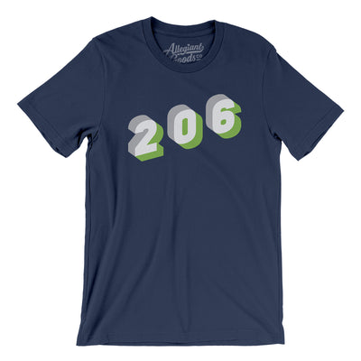 Seattle 206 Area Code Men/Unisex T-Shirt-Navy-Allegiant Goods Co. Vintage Sports Apparel