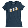 Los Angeles 213 Area Code Women's T-Shirt-Navy-Allegiant Goods Co. Vintage Sports Apparel