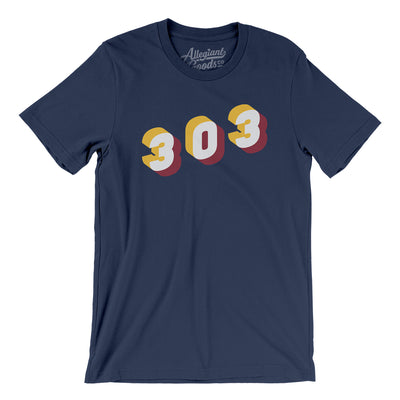Denver 303 Area Code Men/Unisex T-Shirt-Navy-Allegiant Goods Co. Vintage Sports Apparel