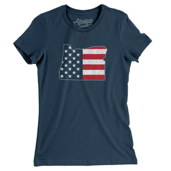 Oregon American Flag Women's T-Shirt-Allegiant Goods Co. Vintage Sports Apparel
