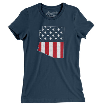 Arizona American Flag Women's T-Shirt-Navy-Allegiant Goods Co. Vintage Sports Apparel
