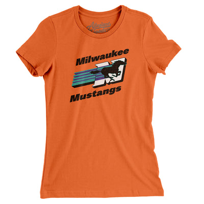 Milwaukee Mustangs Arena Football Women's T-Shirt-Orange-Allegiant Goods Co. Vintage Sports Apparel