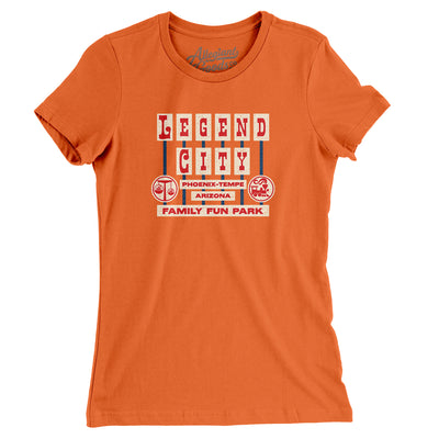Legend City Amusement Park Women's T-Shirt-Orange-Allegiant Goods Co. Vintage Sports Apparel