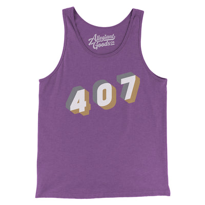 Orlando 407 Area Code Men/Unisex Tank Top-Purple TriBlend-Allegiant Goods Co. Vintage Sports Apparel