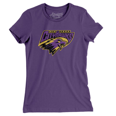 New York CityHawks Arena Football Women's T-Shirt-Purple-Allegiant Goods Co. Vintage Sports Apparel