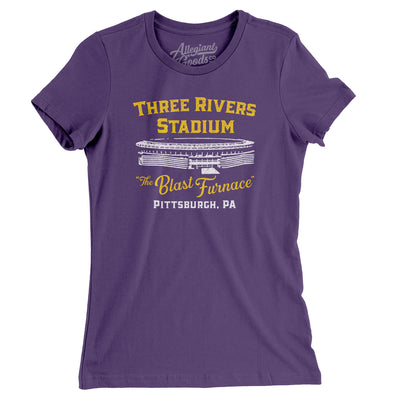 Pittsburgh Three Rivers Stadium Women's T-Shirt-Purple-Allegiant Goods Co. Vintage Sports Apparel