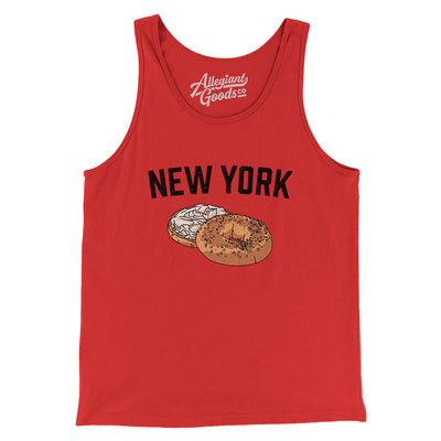 New York Bagel Men/Unisex Tank Top-Red-Allegiant Goods Co. Vintage Sports Apparel