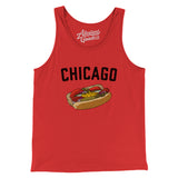 Chicago Style Hot Dog Men/Unisex Tank Top-Red-Allegiant Goods Co. Vintage Sports Apparel