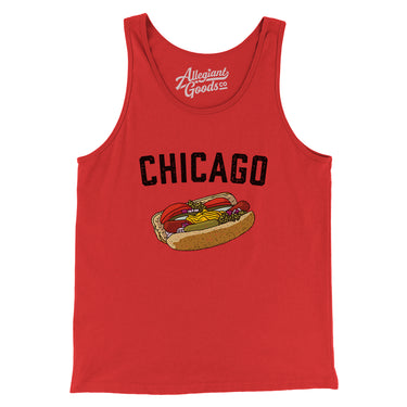 Chicago Style Hot Dog Men/Unisex Tank Top-Red-Allegiant Goods Co. Vintage Sports Apparel