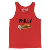Philly Cheesesteak Men/Unisex Tank Top-Red-Allegiant Goods Co. Vintage Sports Apparel