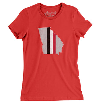 Georgia Stripes Women's T-Shirt-Red-Allegiant Goods Co. Vintage Sports Apparel
