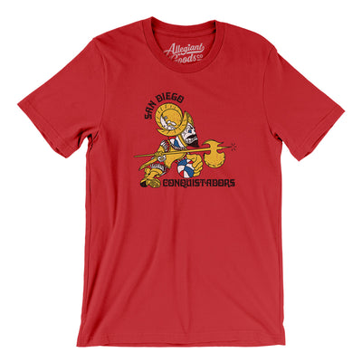 San Diego Conquistadors Basketball Men/Unisex T-Shirt-Red-Allegiant Goods Co. Vintage Sports Apparel