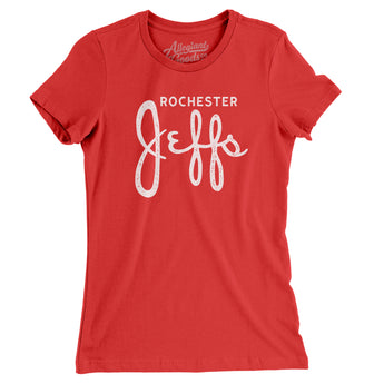 Rochester Jeffs Football Women's T-Shirt-Red-Allegiant Goods Co. Vintage Sports Apparel