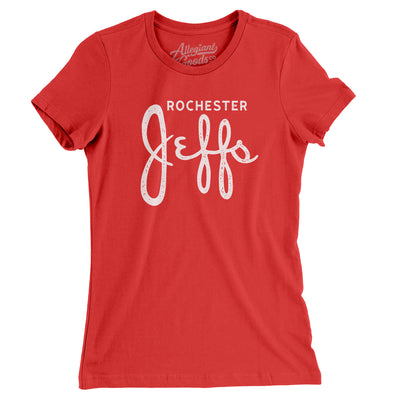 Rochester Jeffs Football Women's T-Shirt-Red-Allegiant Goods Co. Vintage Sports Apparel