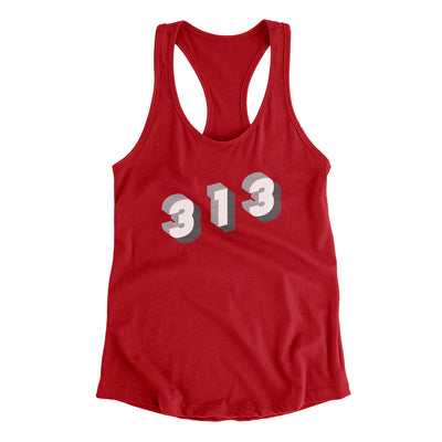 Detroit 313 Area Code Women's Racerback Tank-Red-Allegiant Goods Co. Vintage Sports Apparel