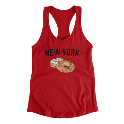 New York Bagel Women's Racerback Tank-Red-Allegiant Goods Co. Vintage Sports Apparel