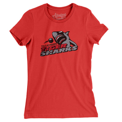Tallahassee Tiger Sharks Hockey Women's T-Shirt-Red-Allegiant Goods Co. Vintage Sports Apparel