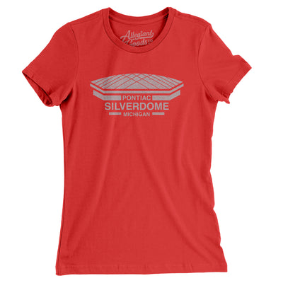Detroit Silverdome Women's T-Shirt-Red-Allegiant Goods Co. Vintage Sports Apparel