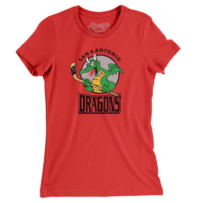 San Antonio Dragons Hockey Women's T-Shirt-Red-Allegiant Goods Co. Vintage Sports Apparel