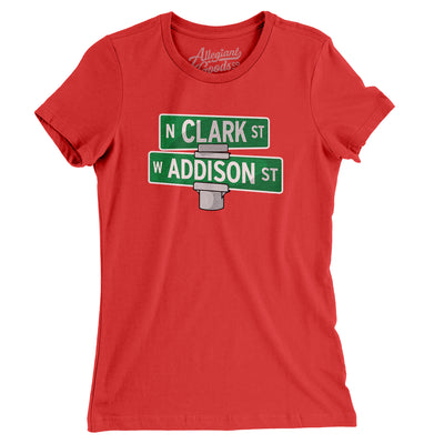 Addison & Clark Street Chicago Women's T-Shirt-Red-Allegiant Goods Co. Vintage Sports Apparel
