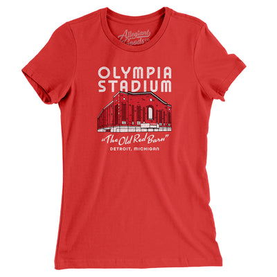 Detroit Olympia Stadium Women's T-Shirt-Red-Allegiant Goods Co. Vintage Sports Apparel