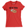 New York Bagel Women's T-Shirt-Red-Allegiant Goods Co. Vintage Sports Apparel