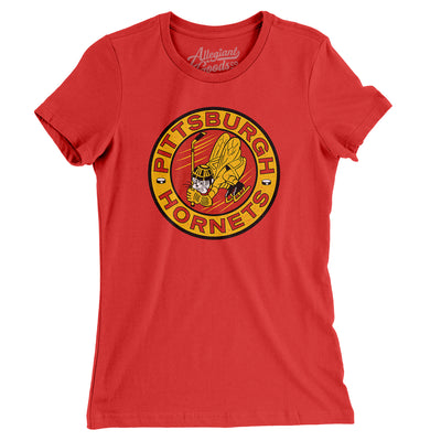 Pittsburgh Hornets Hockey Women's T-Shirt-Red-Allegiant Goods Co. Vintage Sports Apparel