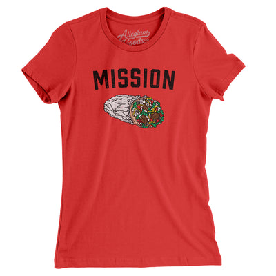 Mission Burrito Women's T-Shirt-Red-Allegiant Goods Co. Vintage Sports Apparel
