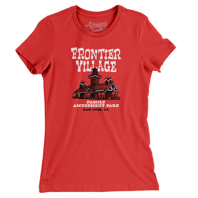 Frontier Village Amusement Park Women's T-Shirt-Red-Allegiant Goods Co. Vintage Sports Apparel