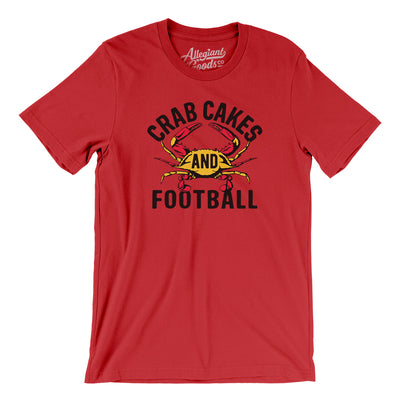 Crab Cakes and Football Men/Unisex T-Shirt-Red-Allegiant Goods Co. Vintage Sports Apparel