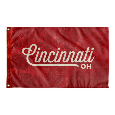 Cincinnati Ohio Wall Flag (Red and Off-White)-Wall Flag - 36"x60"-Allegiant Goods Co. Vintage Sports Apparel
