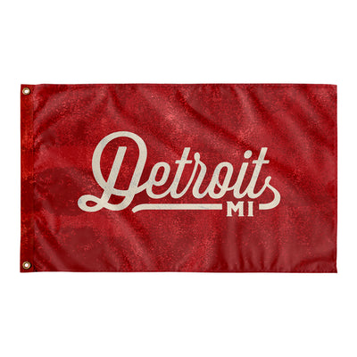 Detroit Michigan Wall Flag (Red & Off-White)-Wall Flag - 36"x60"-Allegiant Goods Co. Vintage Sports Apparel