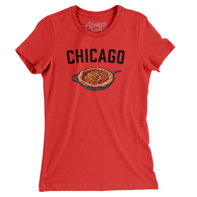 Chicago Style Deep Dish Pizza Women's T-Shirt-Red-Allegiant Goods Co. Vintage Sports Apparel