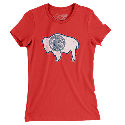 Wyoming State Flag Women's T-Shirt-Red-Allegiant Goods Co. Vintage Sports Apparel