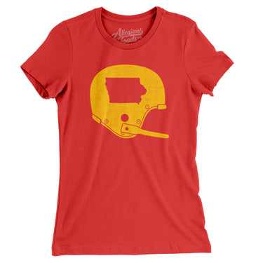 Iowa Vintage Football Helmet Women's T-Shirt-Allegiant Goods Co. Vintage Sports Apparel