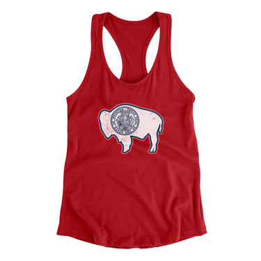 Wyoming State Flag Women's Racerback Tank-Red-Allegiant Goods Co. Vintage Sports Apparel