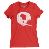 Wisconsin Vintage Football Helmet Women's T-Shirt-Allegiant Goods Co. Vintage Sports Apparel