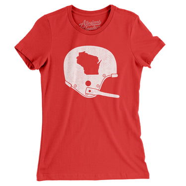 Wisconsin Vintage Football Helmet Women's T-Shirt-Allegiant Goods Co. Vintage Sports Apparel