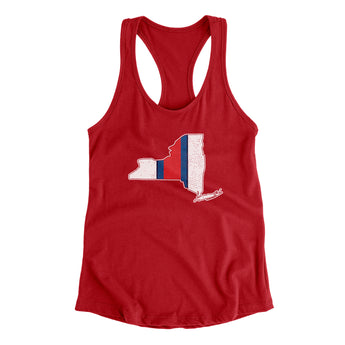 New York Helmet Stripes Women's Racerback Tank-Red-Allegiant Goods Co. Vintage Sports Apparel