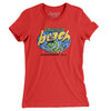 Dinosaur Beach Pier Amusement Park Women's T-Shirt-Red-Allegiant Goods Co. Vintage Sports Apparel