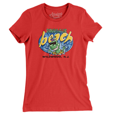 Dinosaur Beach Pier Amusement Park Women's T-Shirt-Red-Allegiant Goods Co. Vintage Sports Apparel