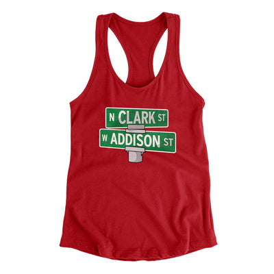 Addison & Clark Street Chicago Women's Racerback Tank-Red-Allegiant Goods Co. Vintage Sports Apparel