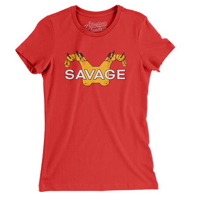 Savage Pads Women's T-Shirt-Red-Allegiant Goods Co. Vintage Sports Apparel