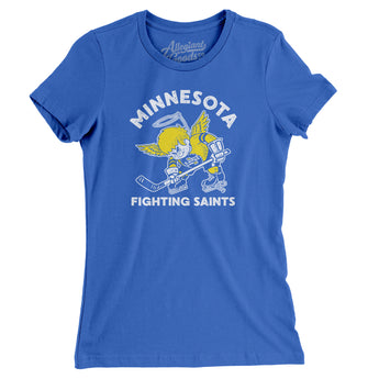 Minnesota Fighting Saints Hockey Women's T-Shirt-True Royal-Allegiant Goods Co. Vintage Sports Apparel