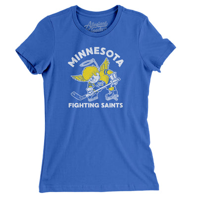 Minnesota Fighting Saints Hockey Women's T-Shirt-True Royal-Allegiant Goods Co. Vintage Sports Apparel